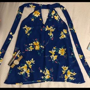 Royal blue with flowers shirt
